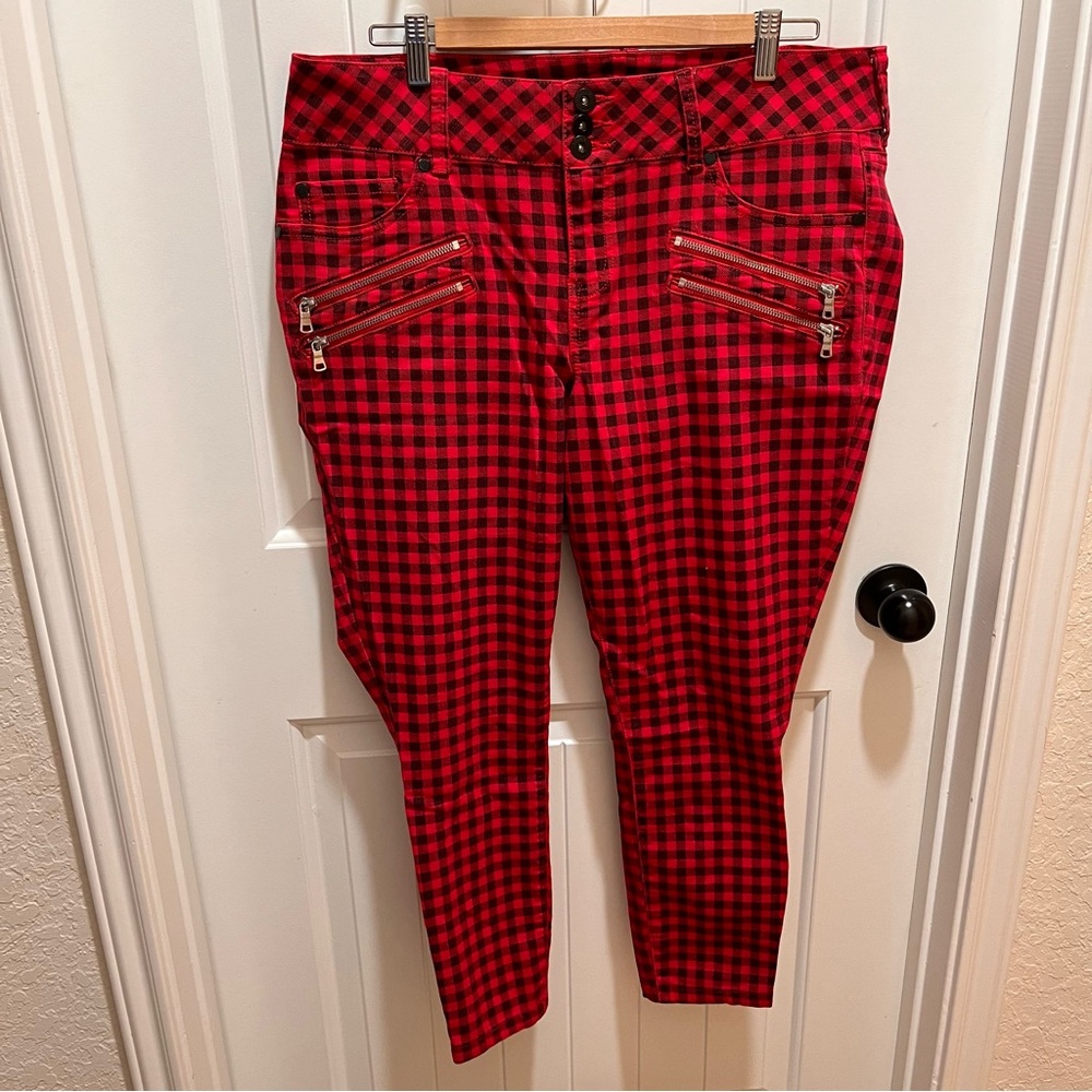 Altered Torrid Hot Pink and Black Plaid Jeans - 18